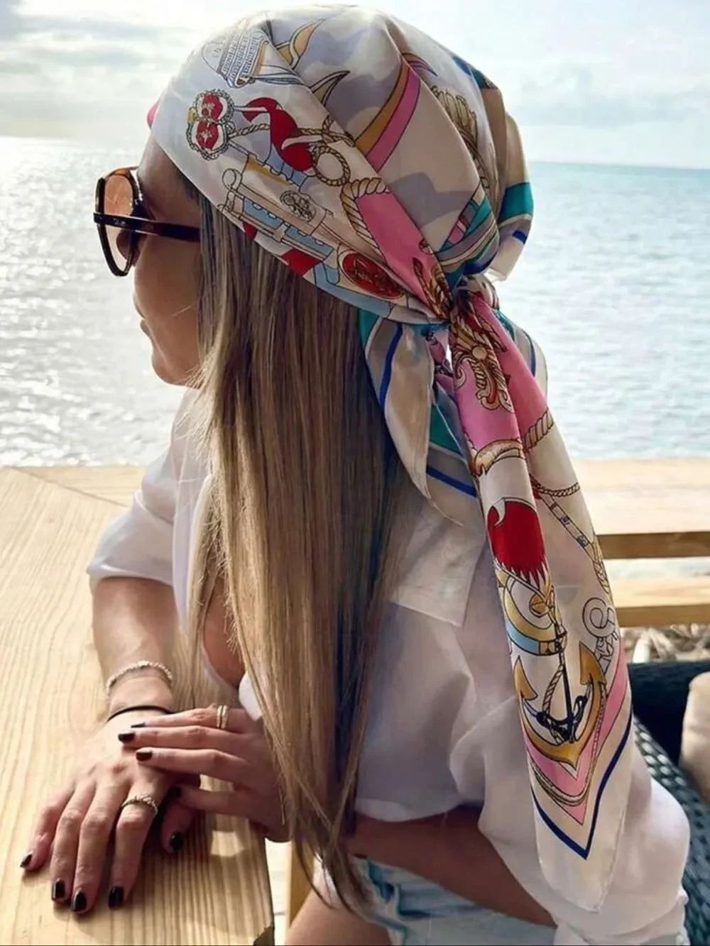 Nautical Print Headscarf S161